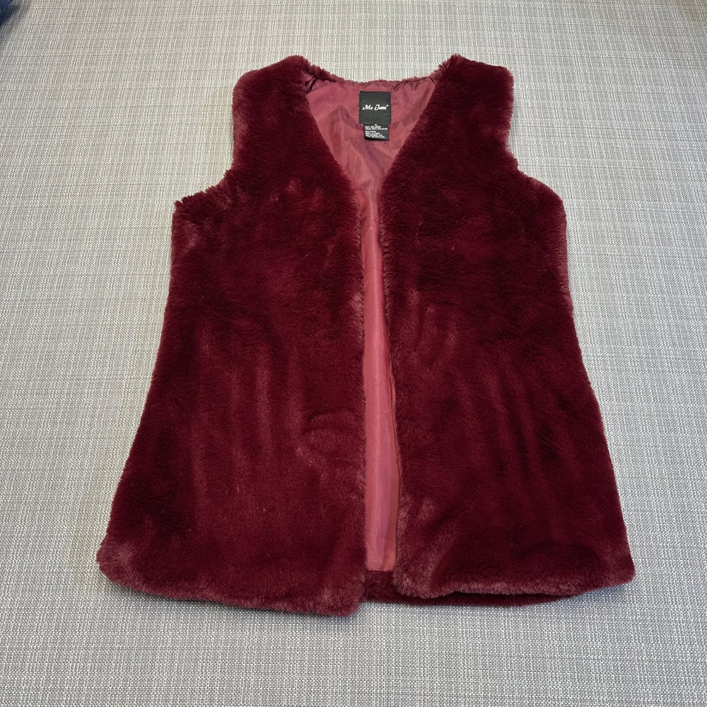 Coquette Faux Fur Vest Medium Burgundy Soft Luxe Layering Romantic‎ Chic Open